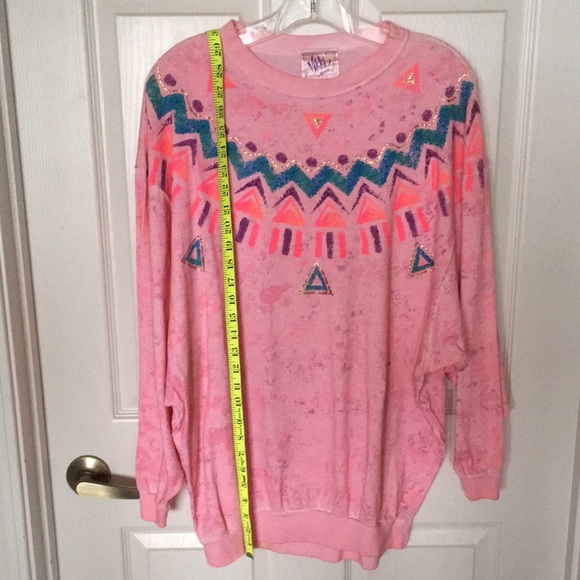 Vikki's Designs Vintage Cotton Top Long Sleeve Pink Hand Painted - Picture 7 of 11